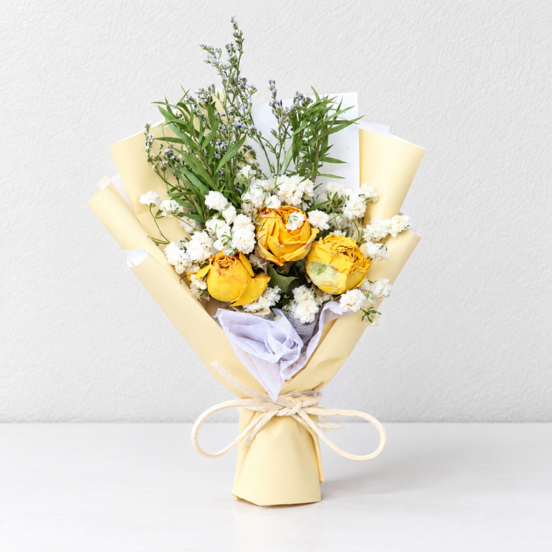 CouldNook Wrapped Mini Flower Bouquet - Layered Gift Presentation