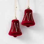 CouldNook Flocked Christmas Ornament Set - Glitter Details and Hanging Loops