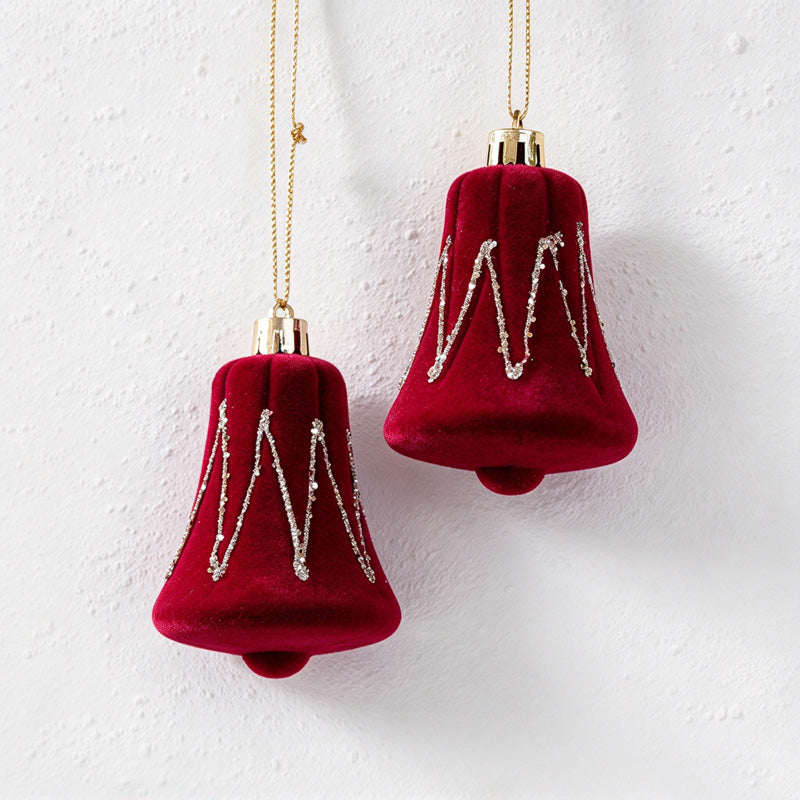 CouldNook Flocked Christmas Ornament Set - Glitter Details and Hanging Loops