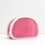 Plush-Trim Semicircle Cosmetic Bag