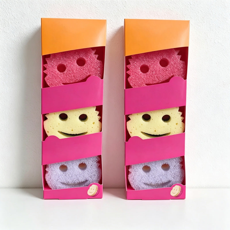CouldNook Smiley Cleaning Sponge - Round Face Scrubber Options