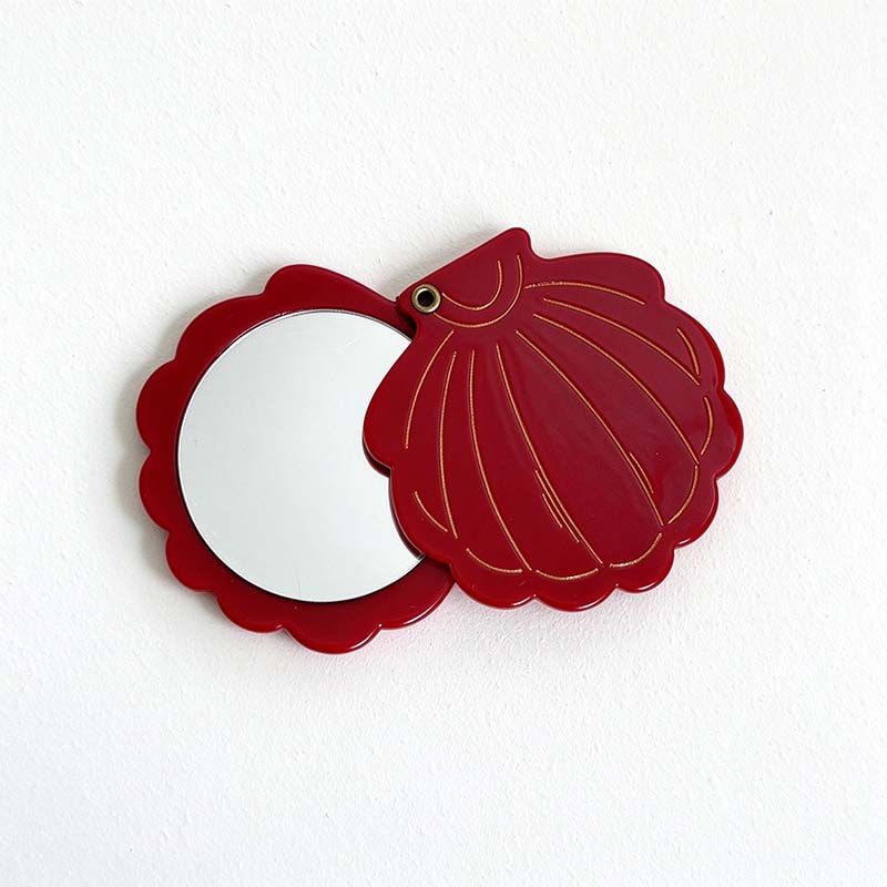 CouldNook Shell Swivel Pocket Mirror - Gold Rib Lines