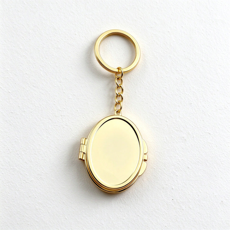 Folding Mirror Keychain in Classic Shapes and Decorative Finishes