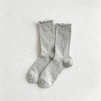 CouldNook Ruffled Ribbed Crew Socks-Ruffled Cuff Edge