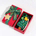 Crochet Christmas Tree Keychain with Pearl-Look Bead Loop