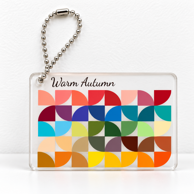 CouldNook Seasonal Color Palette Keychain - Geometric Swatches and Clear Border