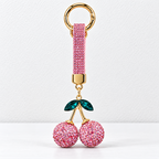 CouldNook Cherry Keychain - Twin Rhinestone Fruits and Coordinating Short Strap