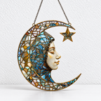 CouldNook Moon Hanging Ornament - Flat Acrylic And Lantern-Inspired Artwork