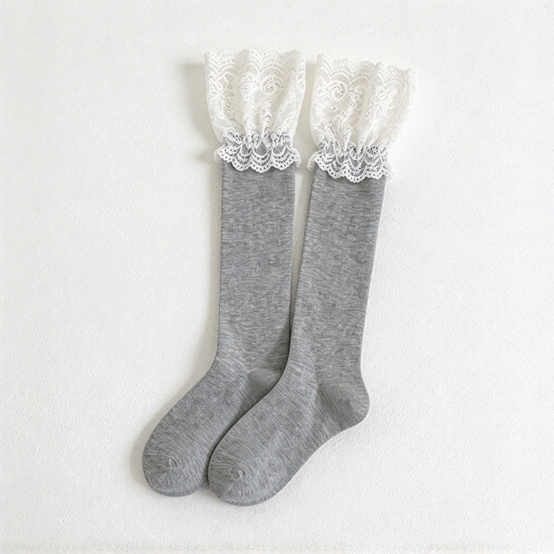 CouldNook Lace Cuff Socks - Wide Floral Trim And Two Lengths
