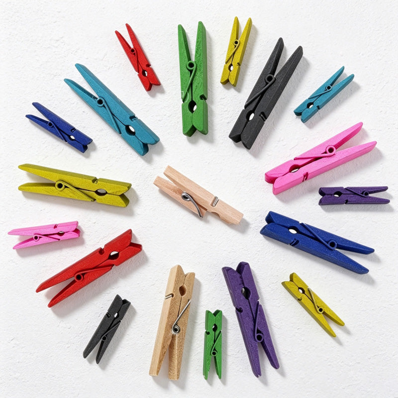 CouldNook Wooden Utility Clips - Eight Natural Sizes Collection