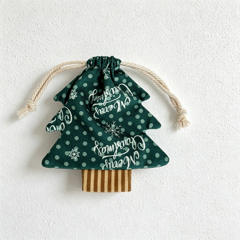 CouldNook Christmas Tree Drawstring Gift Bag - Printed Tree-Shaped Design