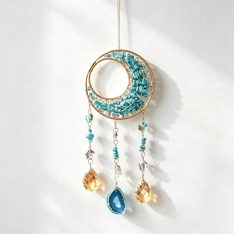 CouldNook Gemstone Crescent Suncatcher - Crystal Drop Window Hanging