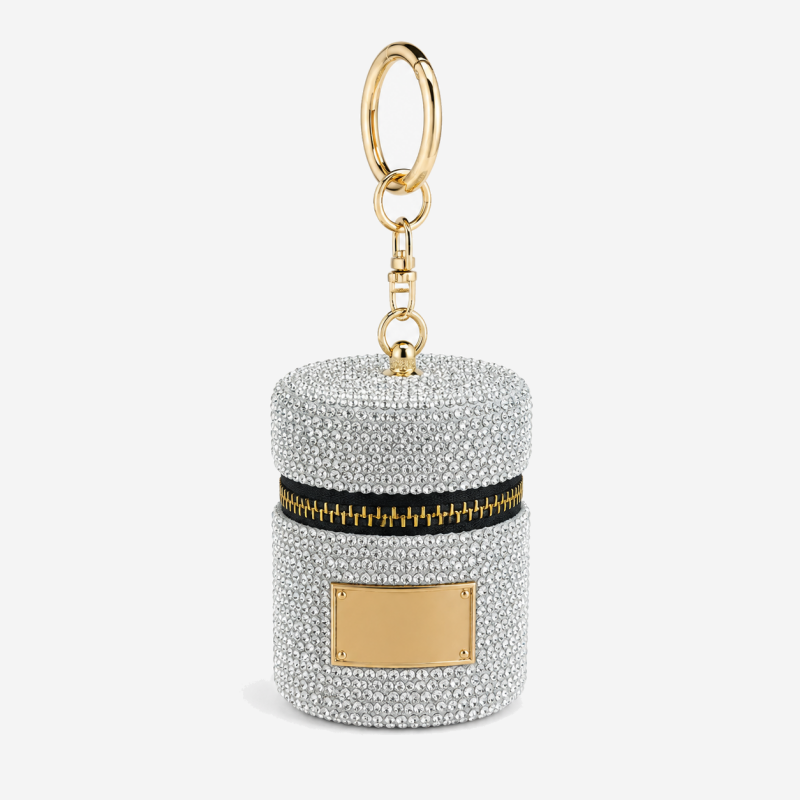 CouldNook Cylindrical Rhinestone Coin Purse Keychain - Front Patch Detail