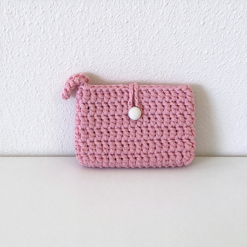 Crochet Cotton Card Pouch - Bead Button Closure