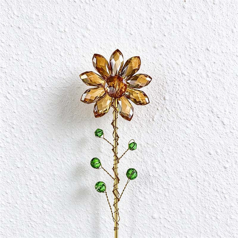 CouldNook Flower Suncatcher Plant Stake - Faceted Petals And Beaded Branches