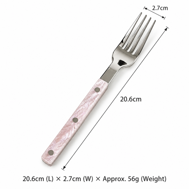 Marbled Handle Flatware - Straight Grips and Round Rivets