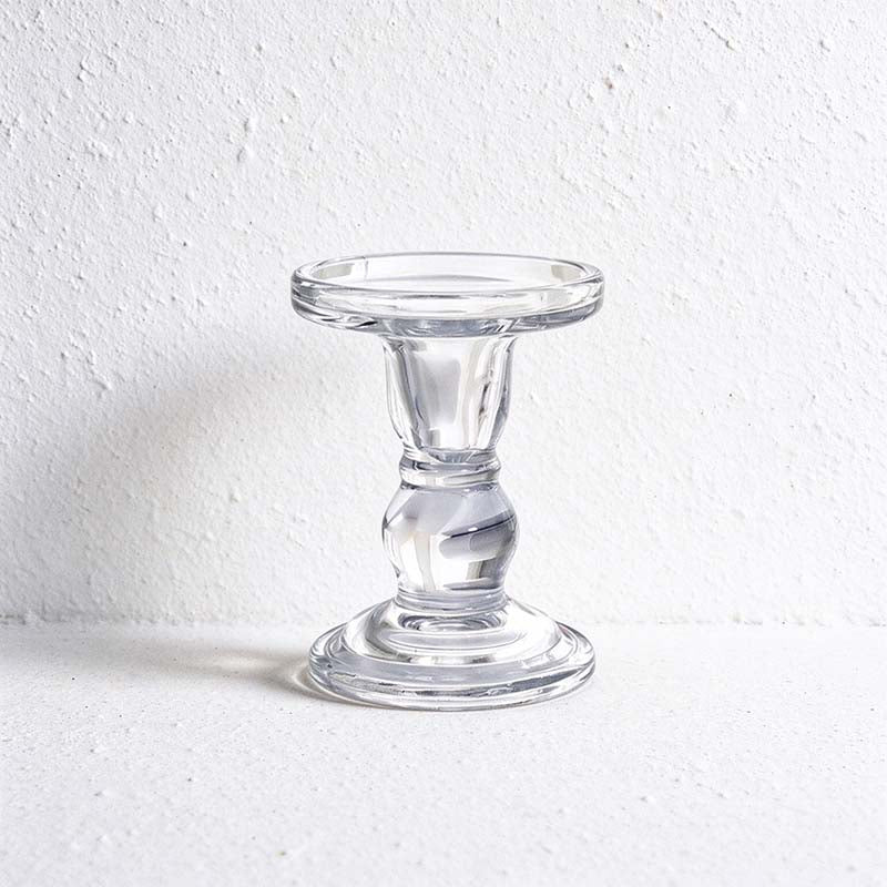CouldNook Glass Pedestal Candle Holder - Tiered Stem And Separate Candle Options
