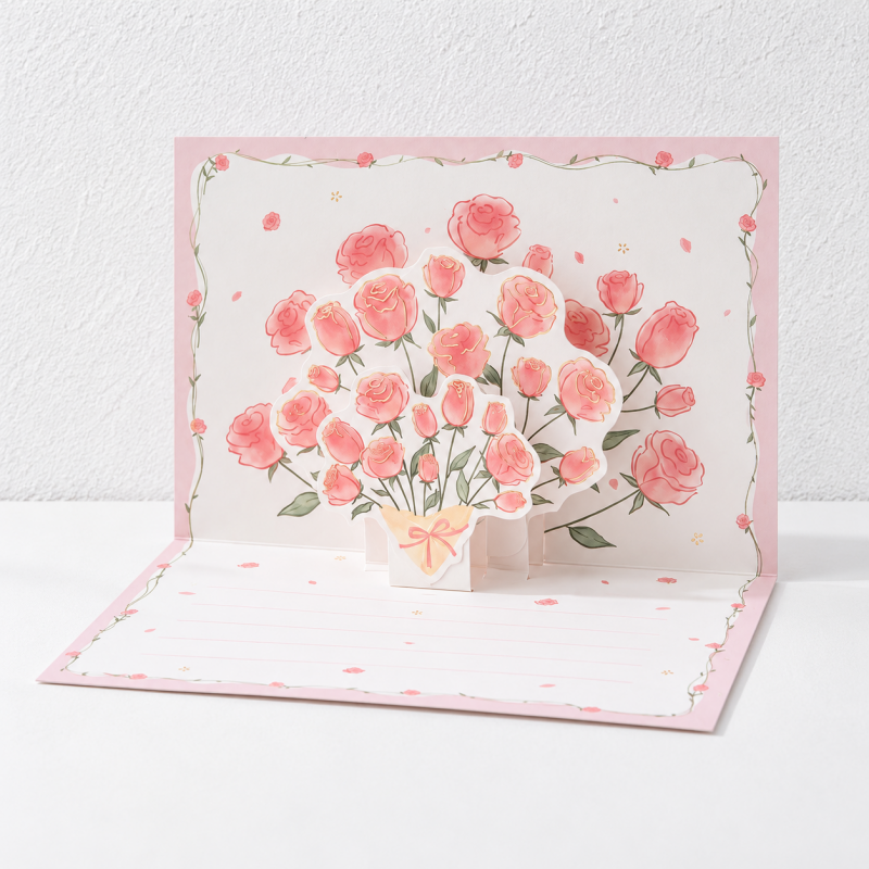CouldNook Bouquet Greeting Card - Raised Floral Illustrations and Lined Message Panel