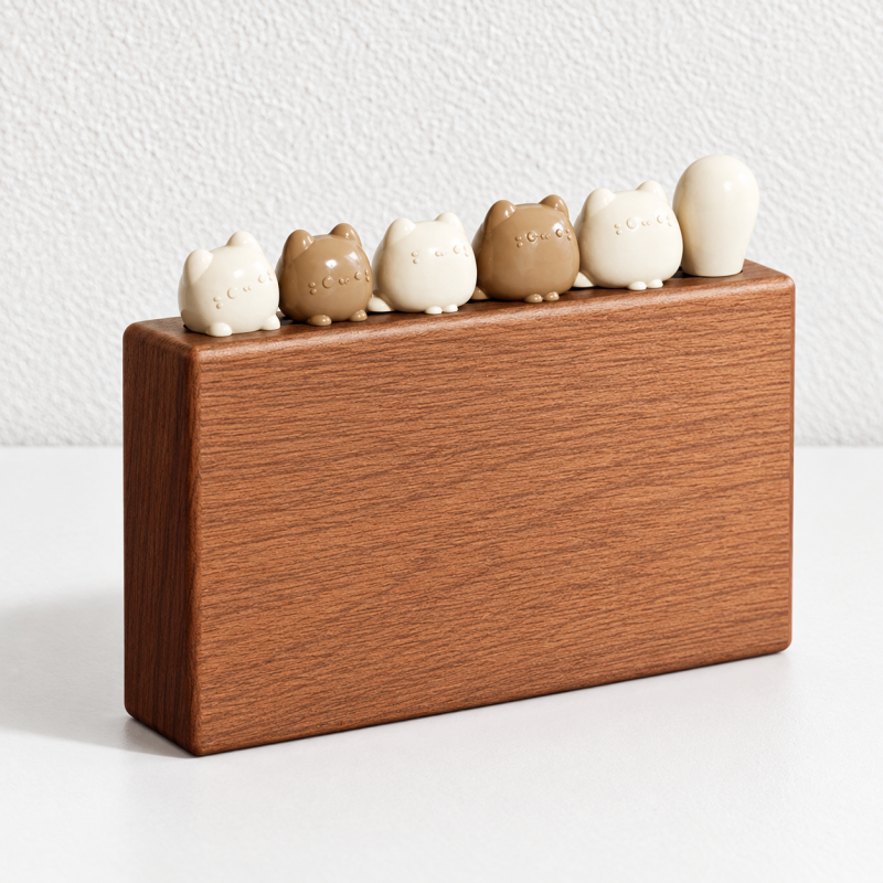 Cat Fruit Fork Set - Character Tops and Wooden Block