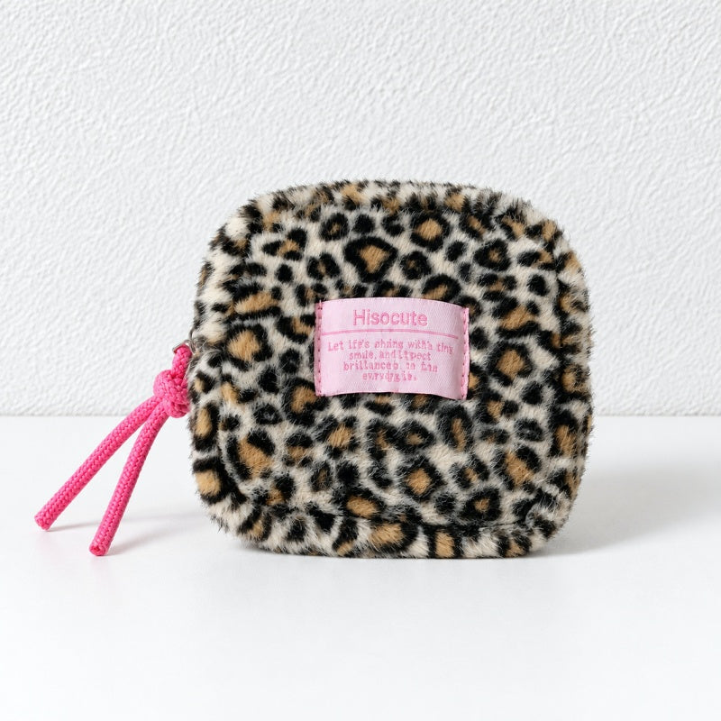 CouldNook Leopard Print Cosmetic Pouch - Plush Body and Cord Pull