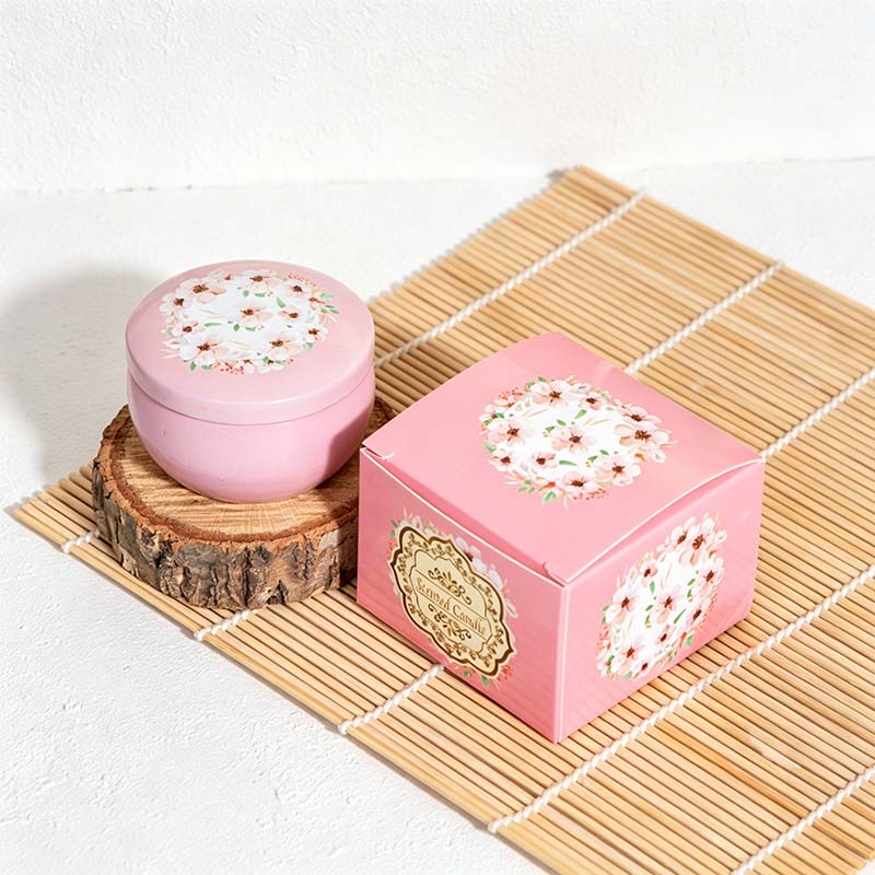 CouldNook Patterned Tin Scented Candle - Decorative Lid And Floral Wax Accents