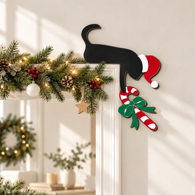 CouldNook Christmas Door Frame Decoration - Corner Shape And Character Print