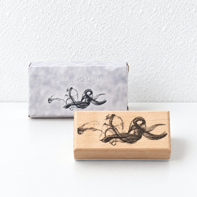 CouldNook Sea Motif Stamp - Waves Sky Details and Wood Mount