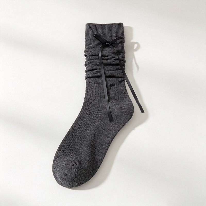 CouldNook Side Bow Slouch Socks - Soft Leg Accent