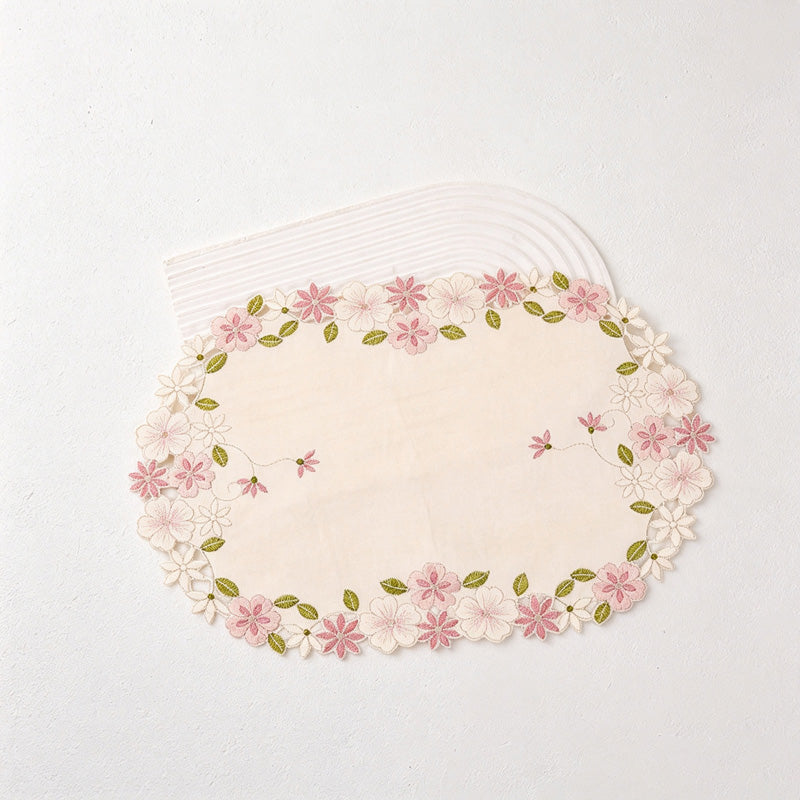 CouldNook Floral Embroidered Placemat - Scalloped Lace Border Collection