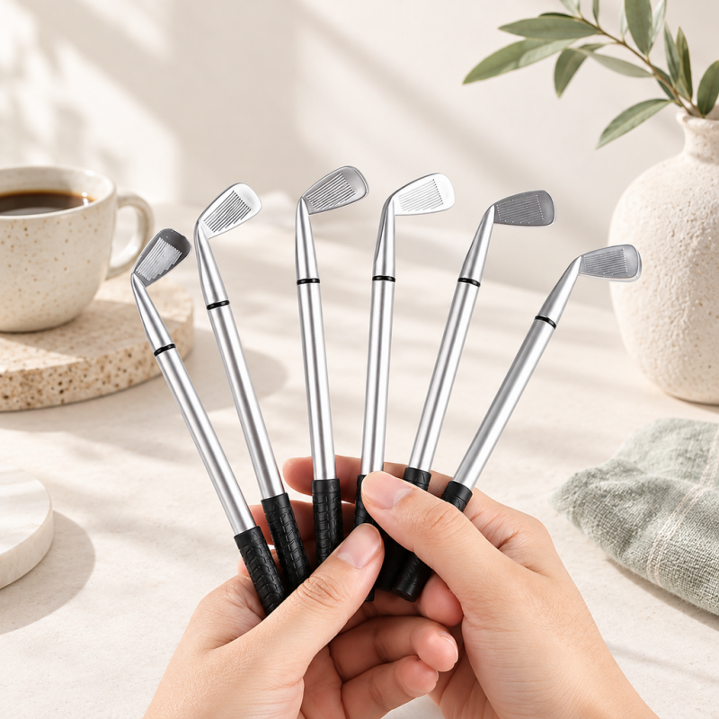 CouldNook Golf Club Ballpoint Pen - Silver Look and Black Cap