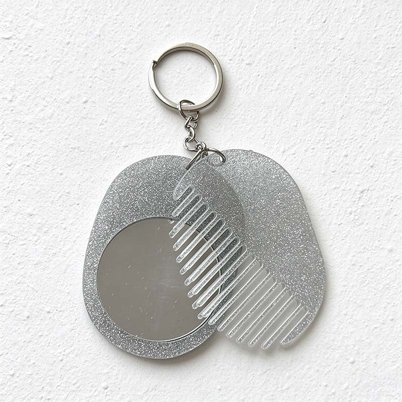 CouldNook Oval Mirror Comb Keychain - Patterned Pair