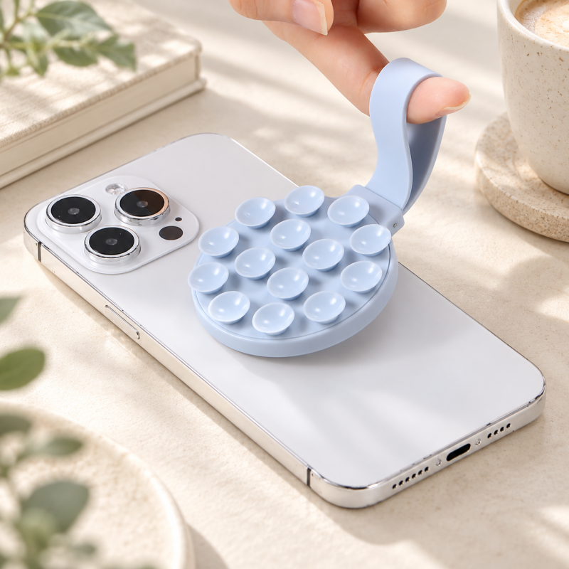 CouldNook Magnetic Suction Phone Grip - Round Cup Pad and Flexible Finger Loop