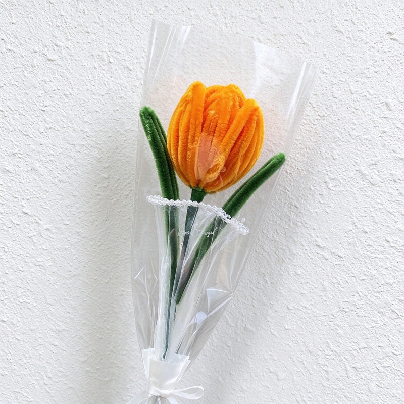 Artificial Tulip Stem with Sheer Gift Wrap