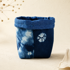 CouldNook Blue Fabric Storage Basket - Rolled Rim Tabletop Organizer