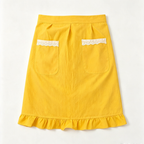 CouldNook Solid Waist Apron - Lace Pocket Ruffle Border