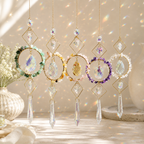 CouldNook Stone Ring Suncatcher Ornament - Geometric Crystal Drops