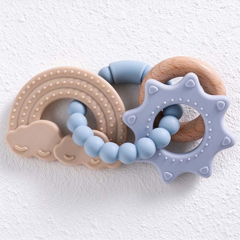 CouldNook Beaded Teether - Textured Space Leaf and Animal Shapes