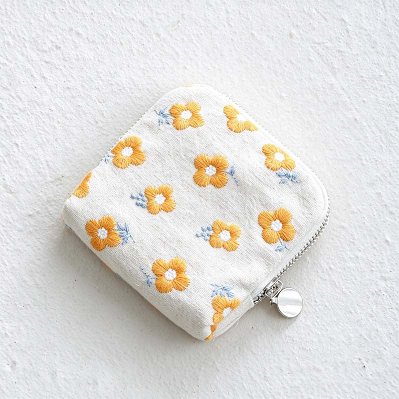 CouldNook Embroidered Jewelry Pouch - Zip Closure and Divided Fabric Interior