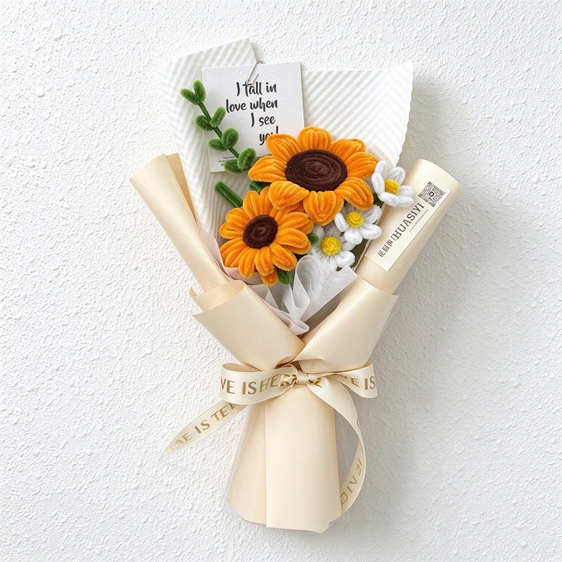 Artificial Flower Bouquet with Textured Petals and Wrapping