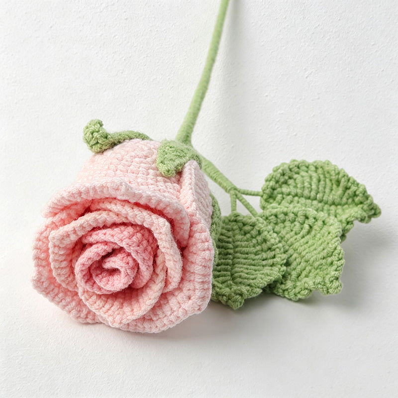 CouldNook Yarn Rose Flower Ornament - Stemmed Color Choices
