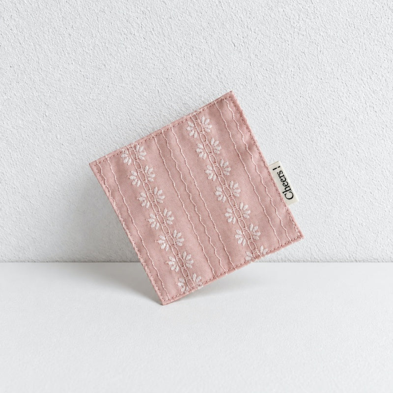 CouldNook Fabric Coaster - Floral Checks and Sewn Square Edges