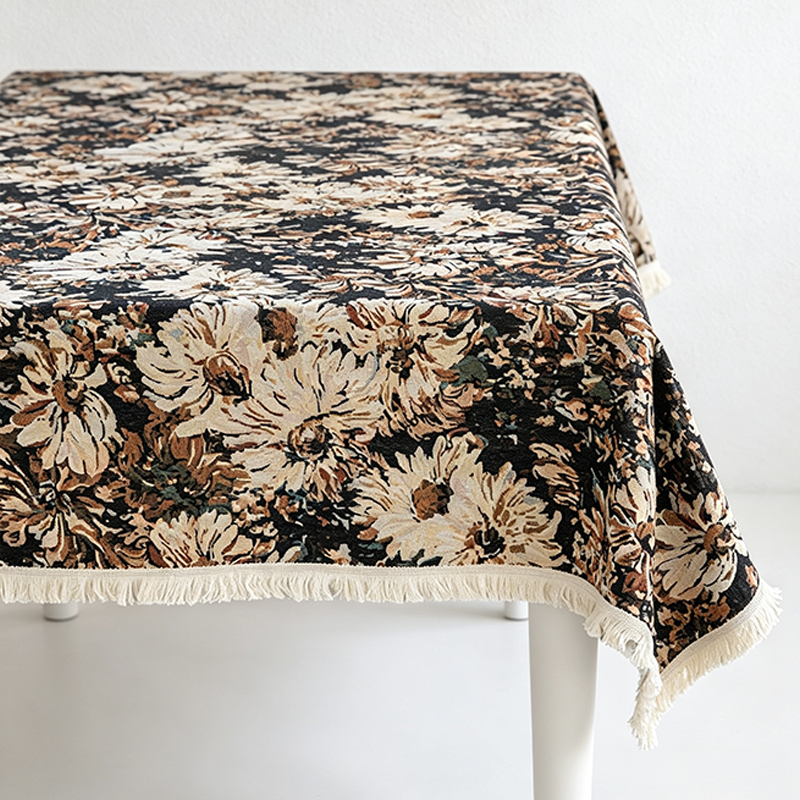 CouldNook  Linen Blend Jacquard Cloth Tablecloth - Warm Dining Accent