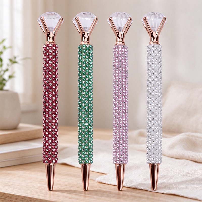 CouldNook Faceted Top Ballpoint Pen - Beaded Barrel And Open Prongs
