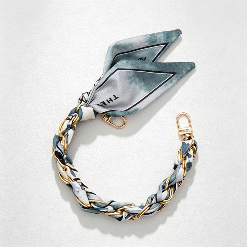CouldNook Coastal Print Scarf Phone Wrist Strap - Chain Links