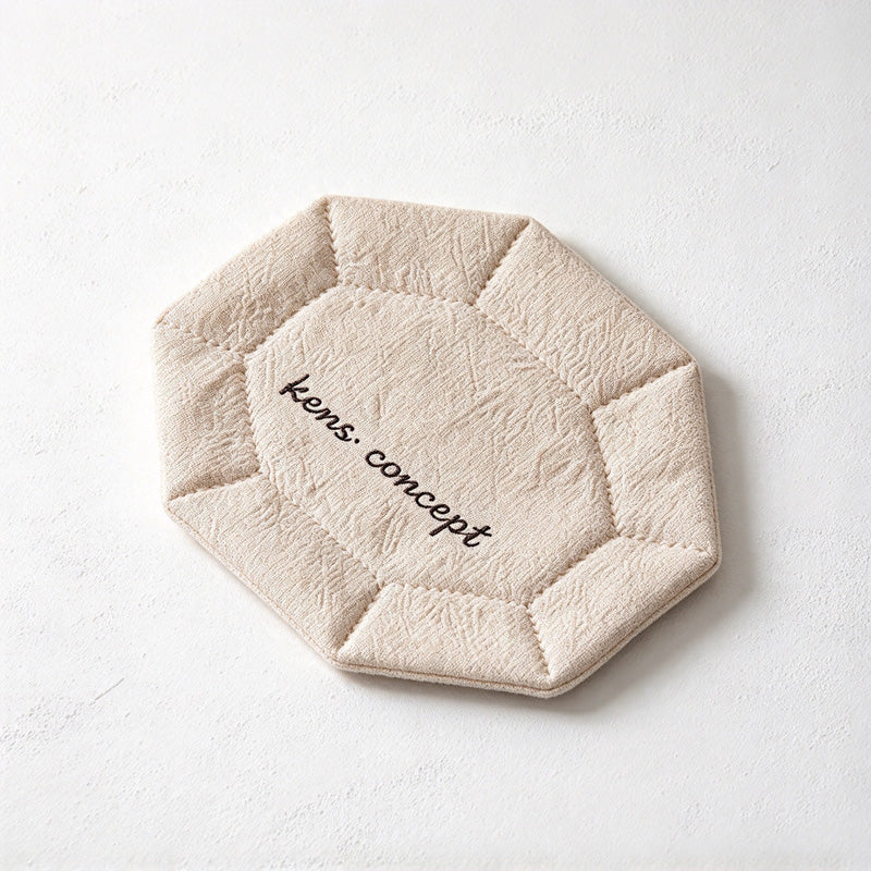 CouldNook Embroidered Coaster - Quilted Fabric Border and Octagonal Shape Choices