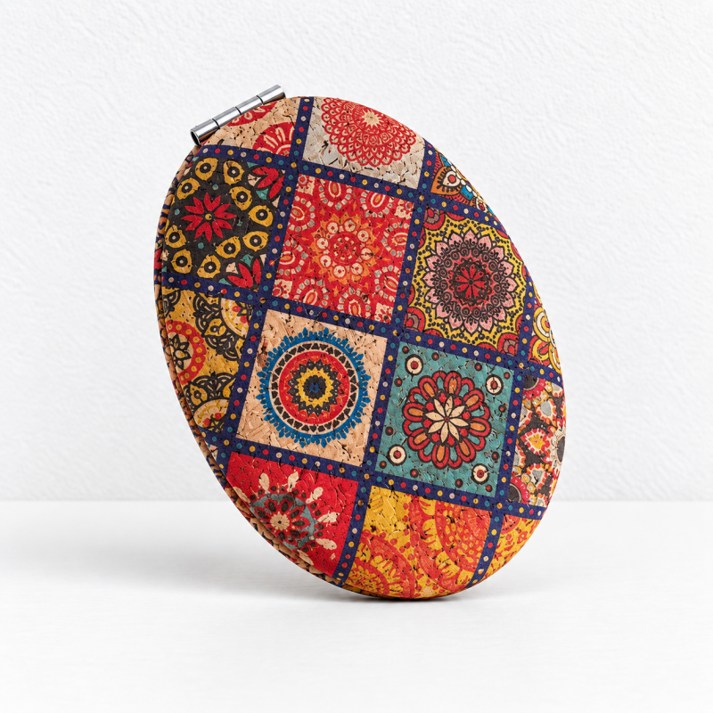 CouldNook Retro Folding Compact Mirror - Double-Sided Patterned Designs