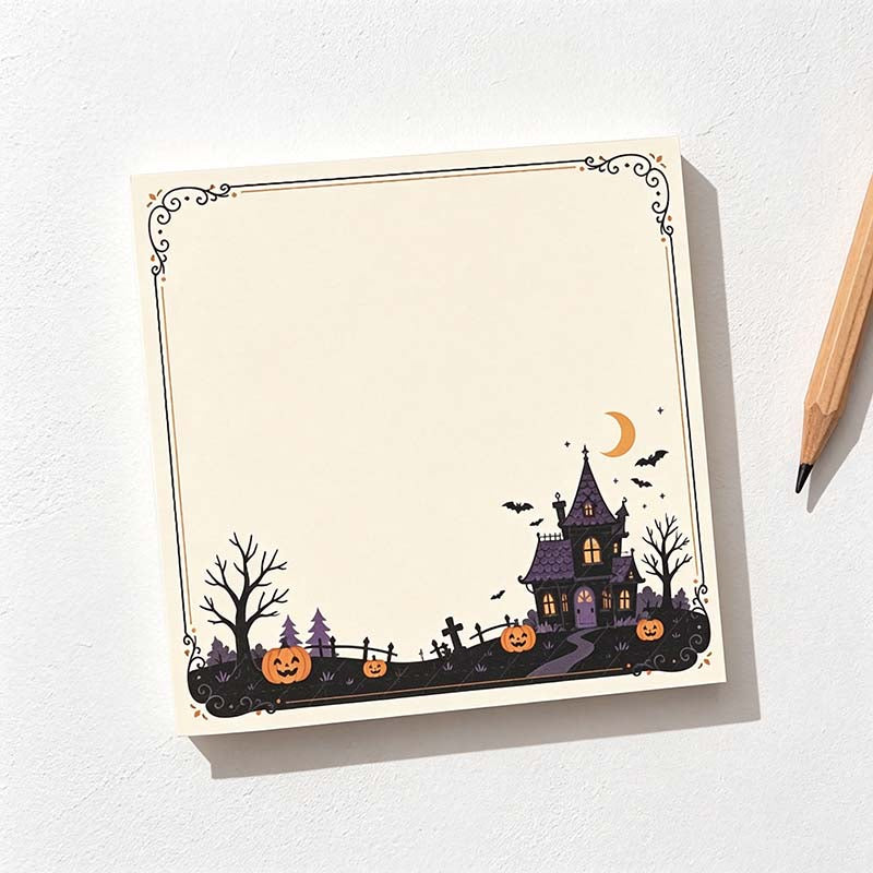 CouldNook Illustrated Halloween Sticky Notes - Ghost Scenes and Decorative Frames