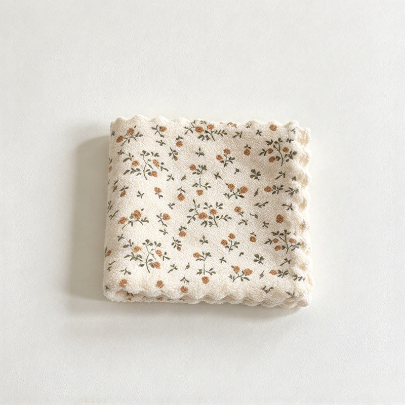 CouldNook Floral Cleaning Cloth Set - Four Pieces And Scalloped Edges