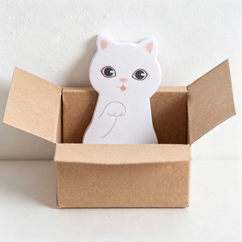 CouldNook Cat Sticky Notes - Shaped Paper Sheets and Miniature Carton Holder