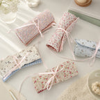CouldNook Floral Fabric Makeup Brush Roll‑Portable Cosmetic Pouch with Ribbon Tie